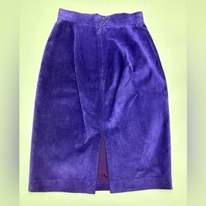 Danier Womens Size 8 Vintage 80s Bright Royal Purple Suede Leather Pencil Skirt